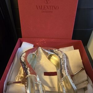 Valentino Garavani Gold Sequin Women's Heels